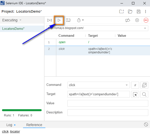 New Selenium IDE Using click Command for clicking a link QAFox