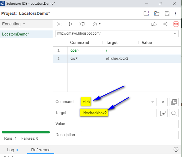 New Selenium IDE Using click Command for selecting a checkbox option