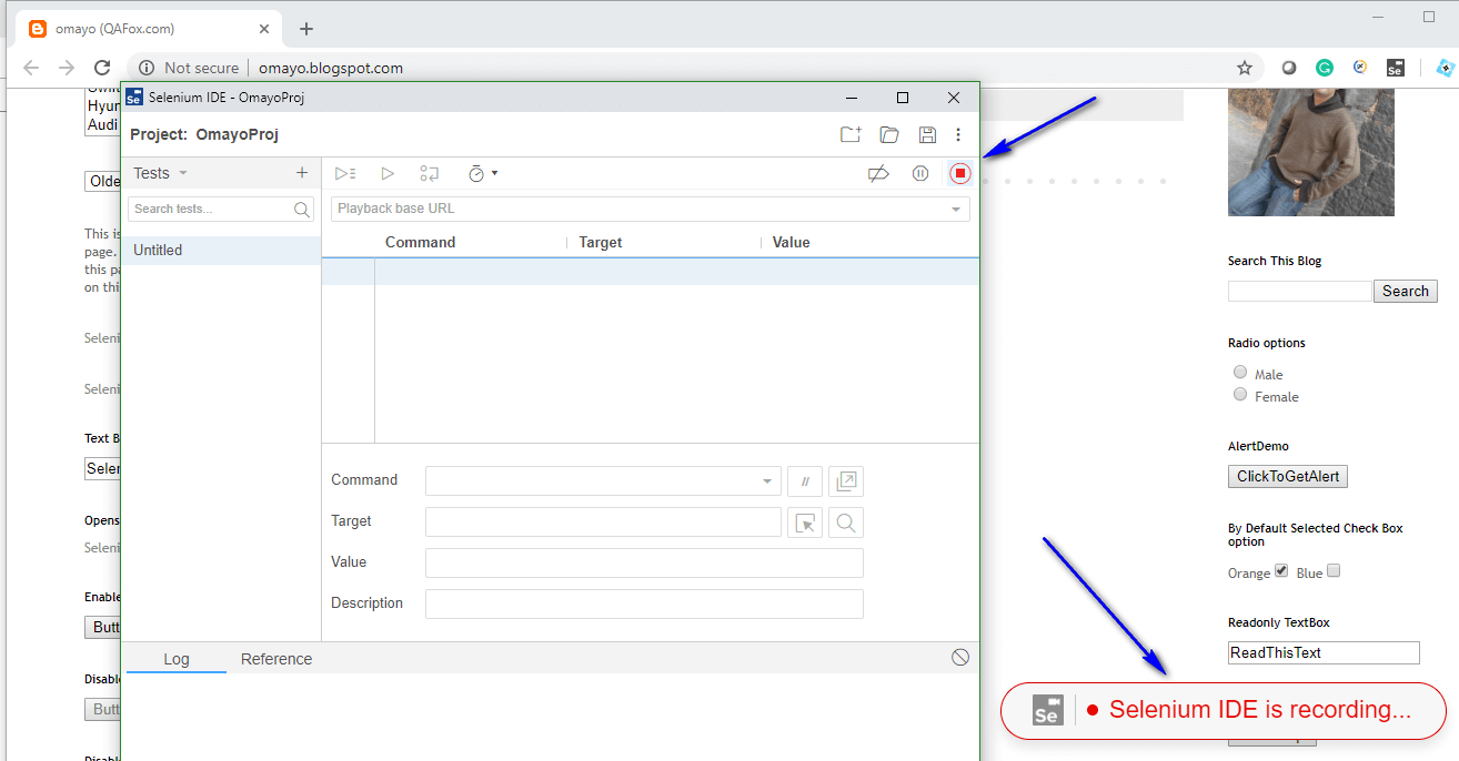 New Selenium IDE RightClick Options during Recording QAFox