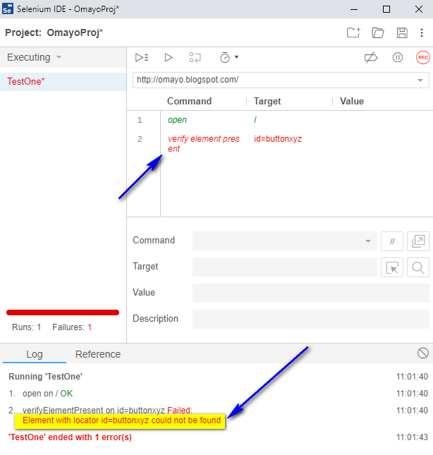 New Selenium IDE Using ‘verify element present’ command to check the