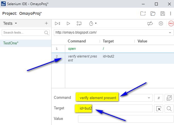 New Selenium IDE Using ‘verify element present’ command to check the