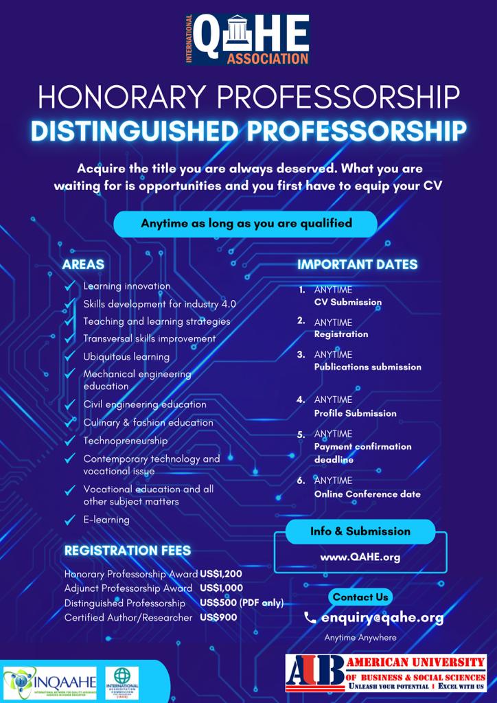 Honorary Professorship and Distinguished Professorship jointly awarded