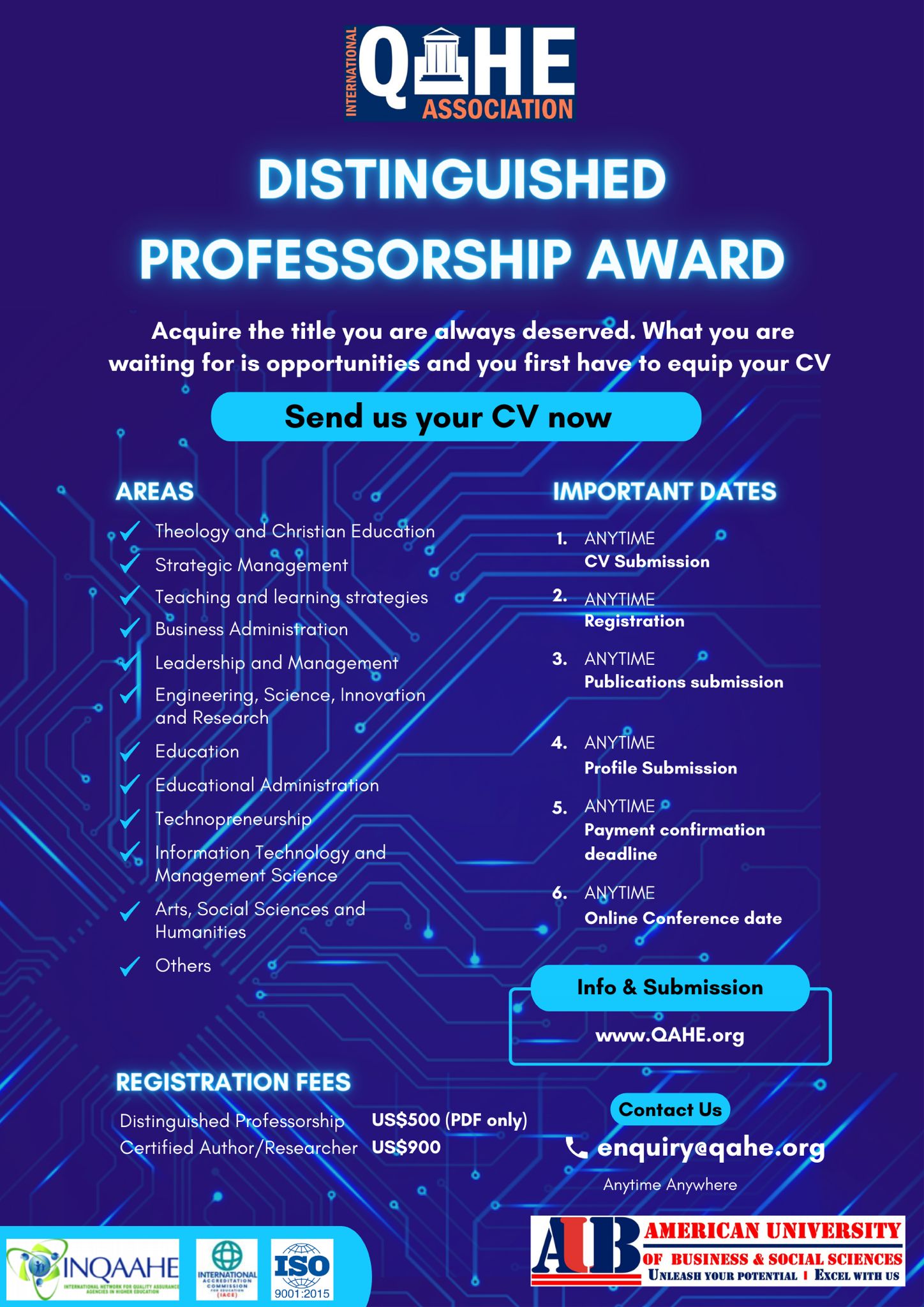 We are inviting eligible candidates to be awarded with our