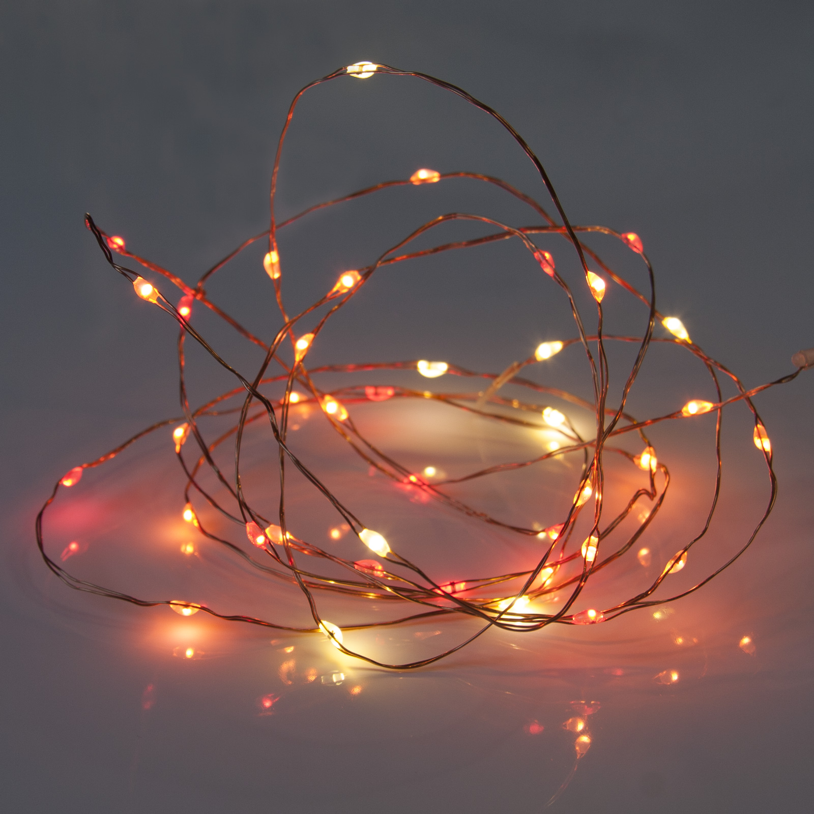 40 Sunset® Battery Powered Fairy Lights on Copper Wire. Red, Orange/Amber & Yellow Firefly