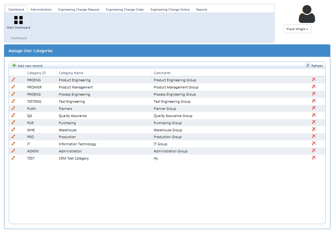 ECN Manager Engineering Change Management Interface