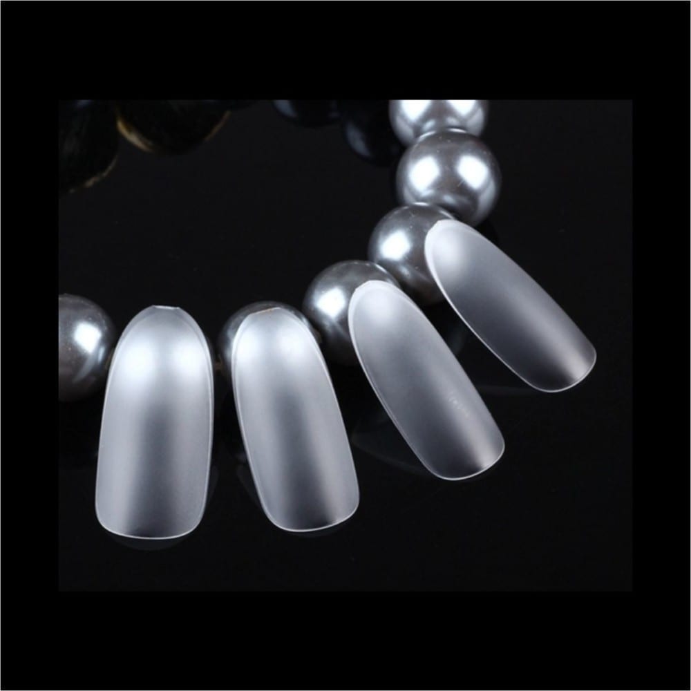 Clear_Matte Oval full_Cover Nail_Tips 100pc packet QD Nails