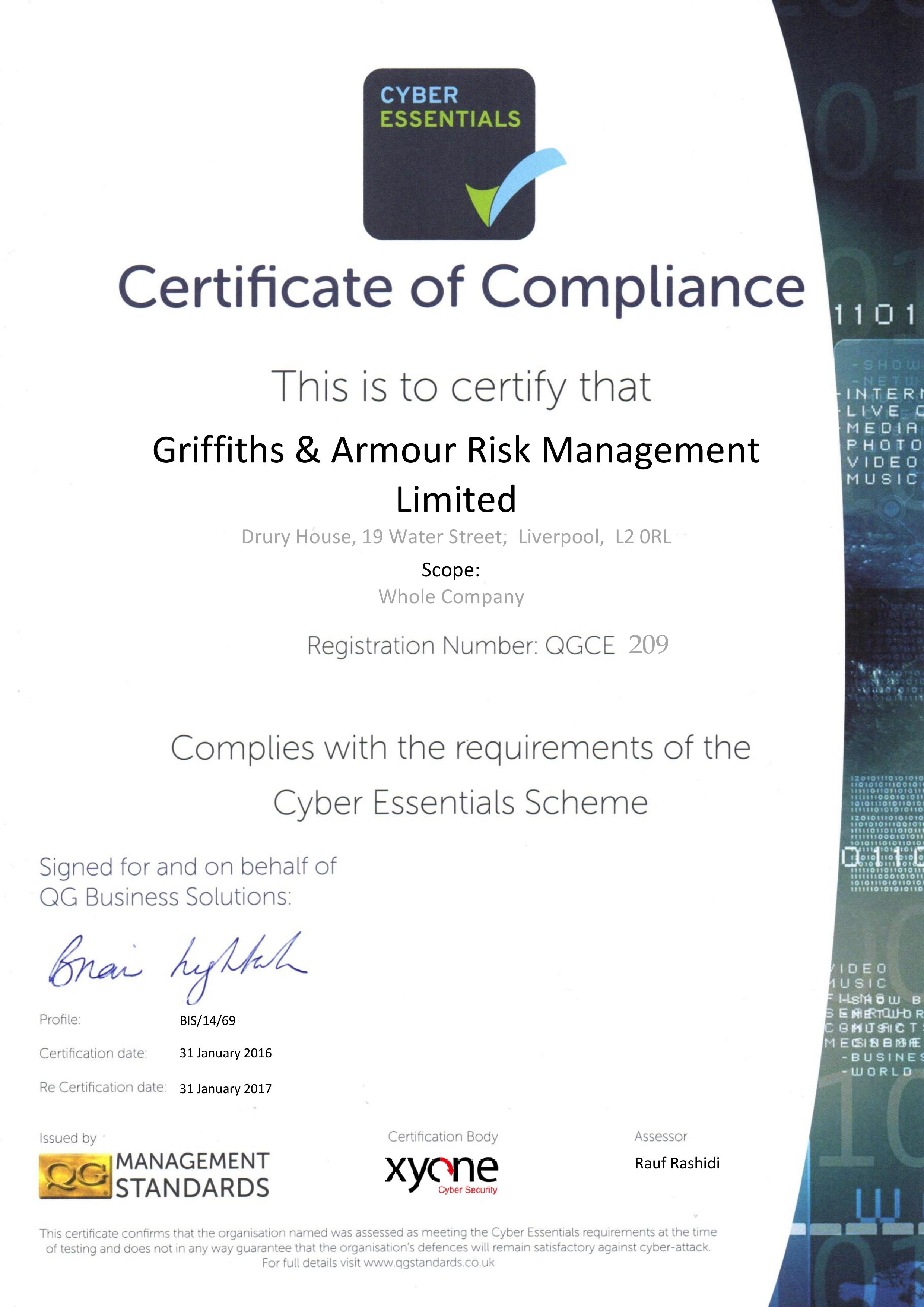 16 17 cert Risk Management QG Management Standards