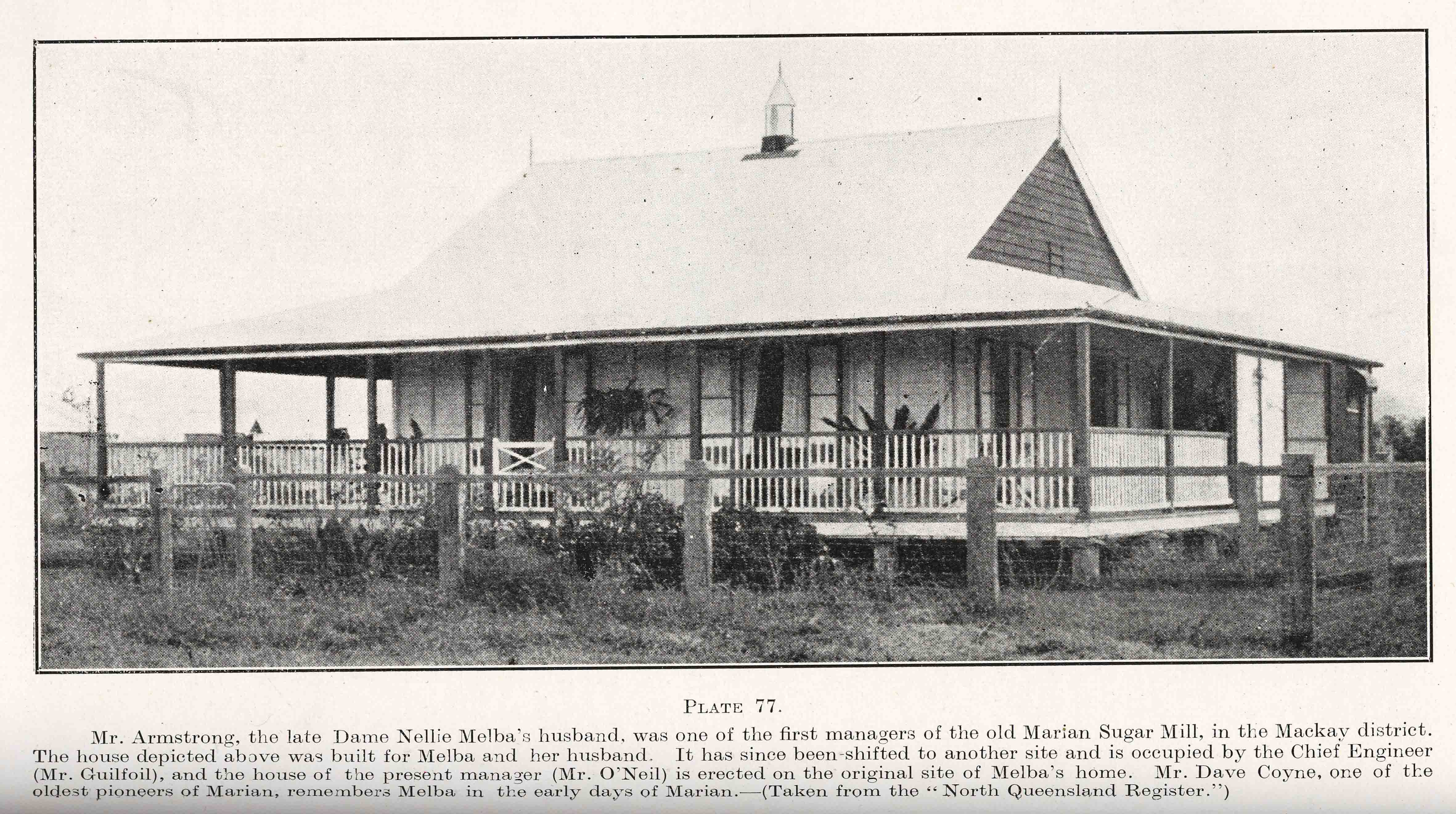 Dame Nellie Melba’s house, Marian, 1931 Queensland Historical Atlas
