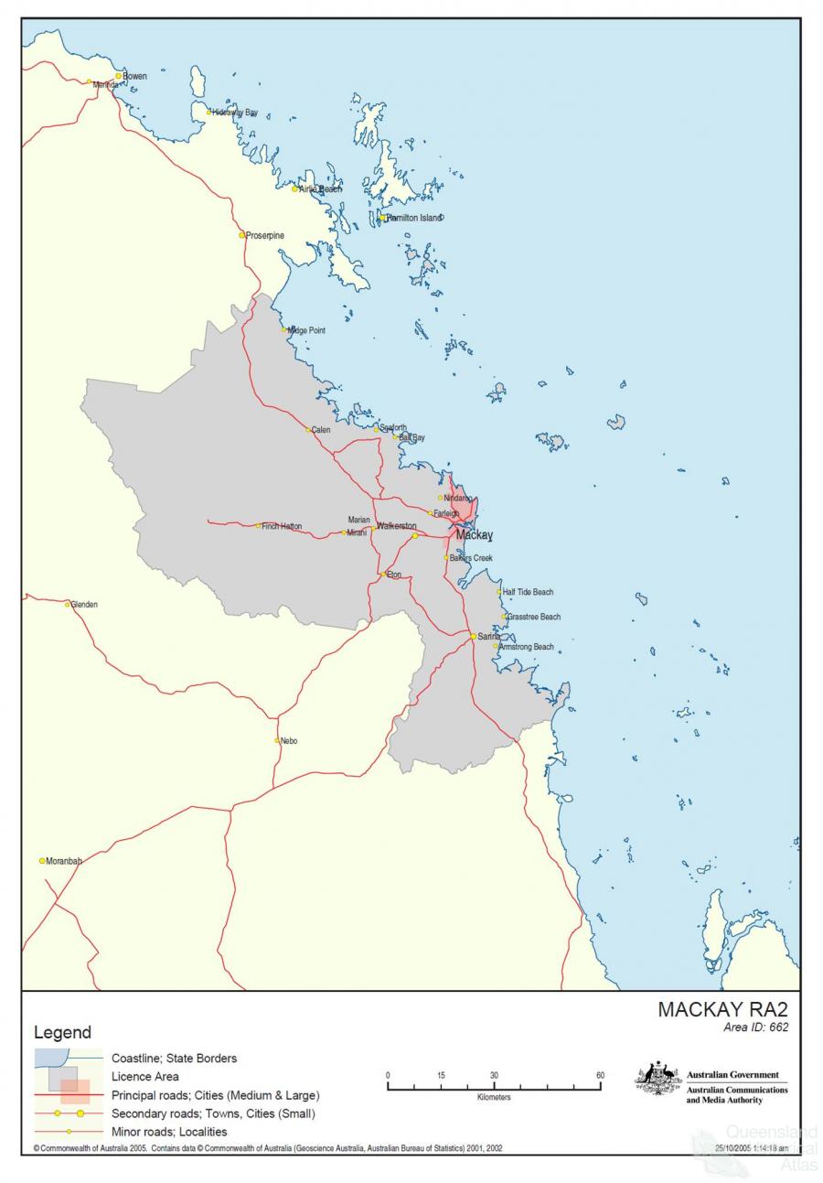 Mackay radio licence area, 2005 Queensland Historical Atlas