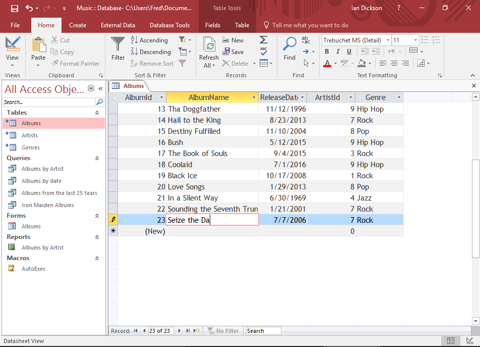 Adding Data to a Database