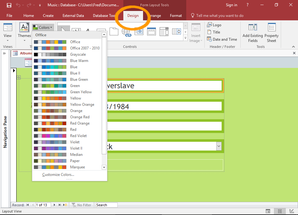 Microsoft Access Modify a Form