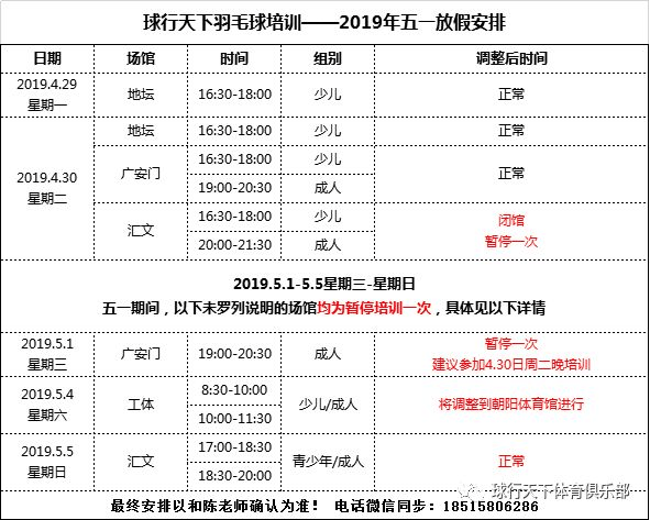 【2019五一】五一假期,飞速体育课程安排