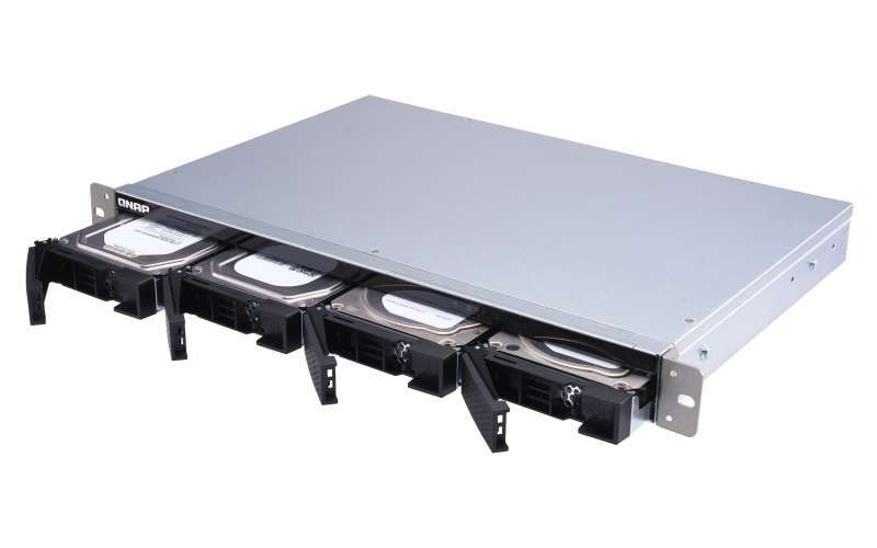 QNAP TLR400S 4bay 1U rackmount SATA JBOD expansion unit with a QXP
