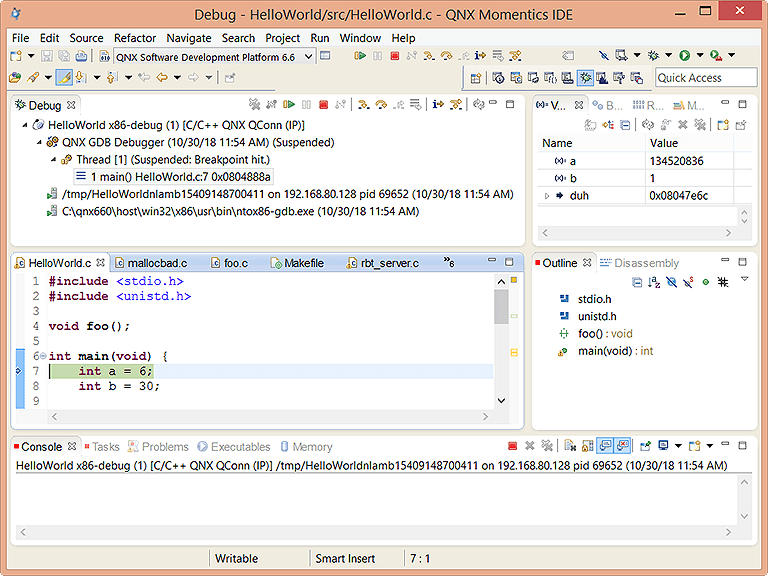 Launching a program with the debugger attached