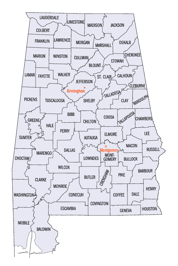 Alabama Repeaters by County