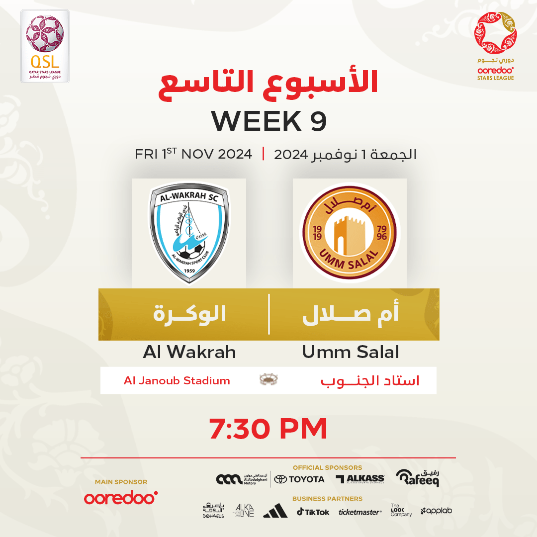 Strong contest awaits Al Wakrah, Umm Salal in Week 9 of Ooredoo Stars