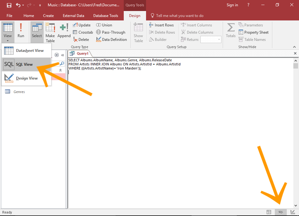 Access 2016 Create a Query
