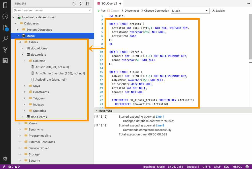 Create a Table in SQL Server 2017