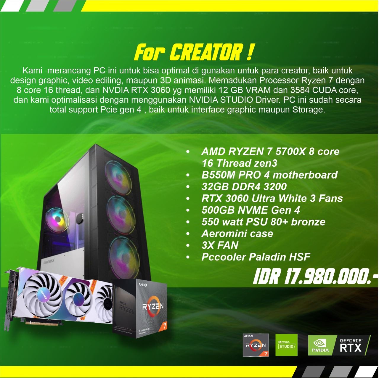 Custom PC For Content Creator Quadra Computer