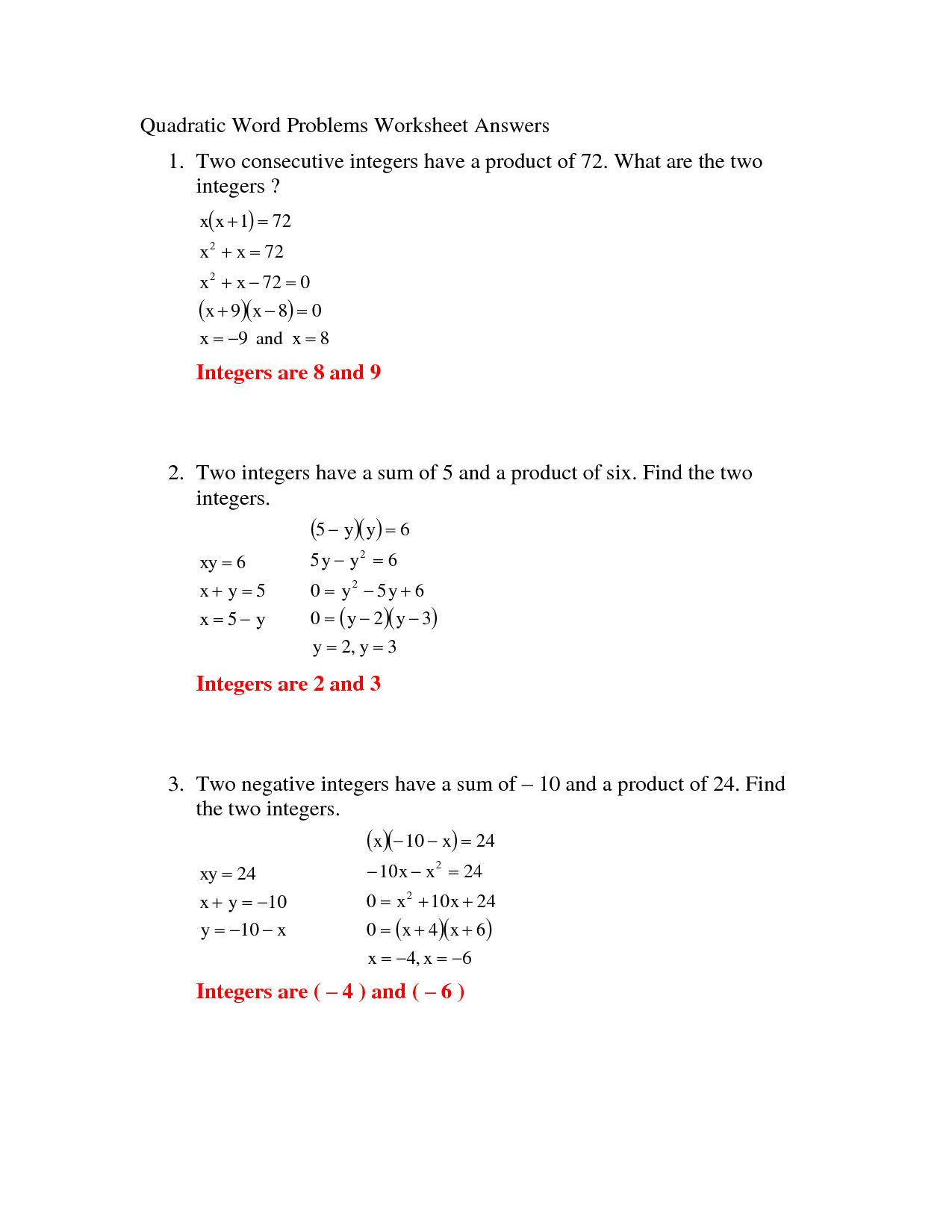 Using Quadratic Formula Worksheet Answers - Quadraticworksheet.com