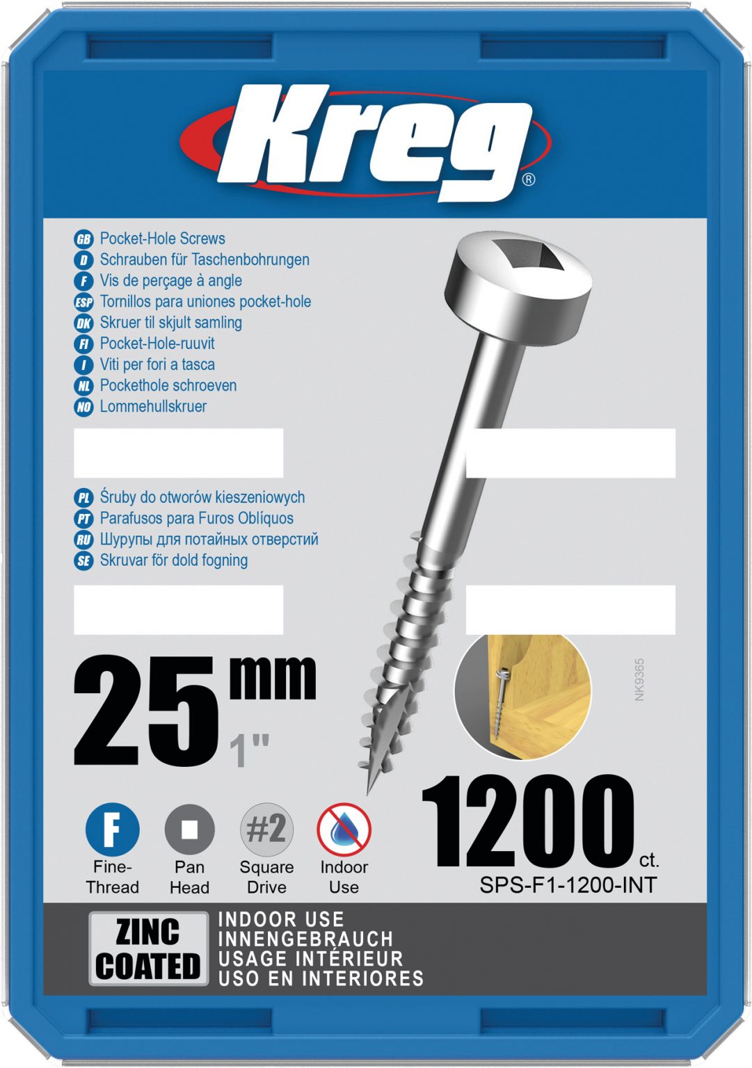 Kreg Zinc Pocket Screws 25mm / 1″ 6 Fine PanHead 1200pk Buy