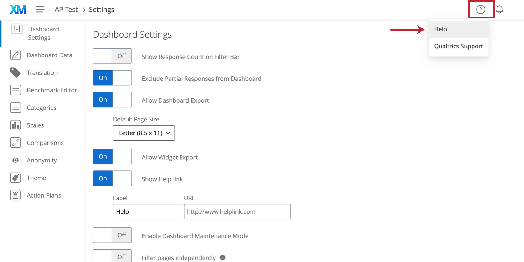 Dashboard Settings (EX)