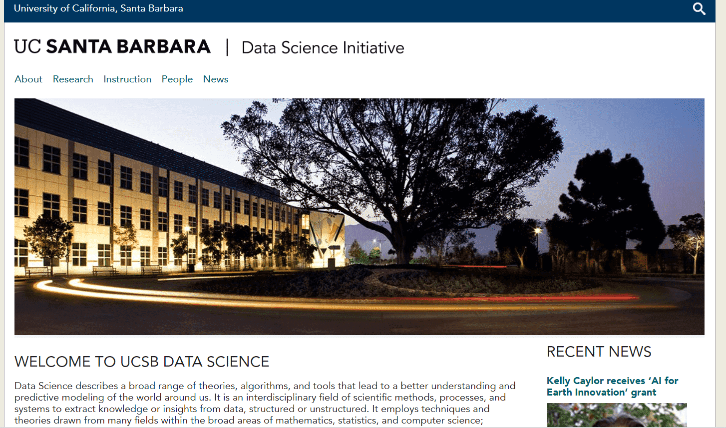 UCSB's Data Science Initiative A Response to Shifting Interests