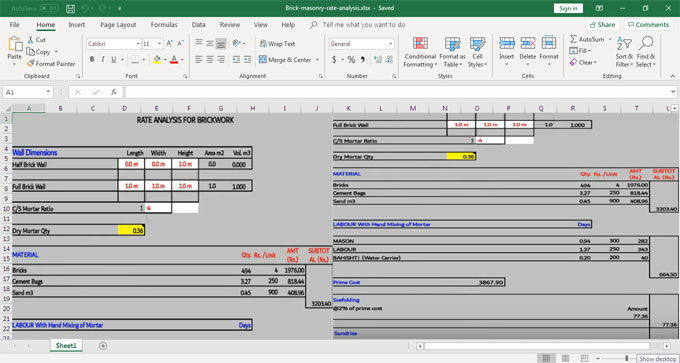 Rate Analysis of Brickwork Brick Masonry Rate Analysis
