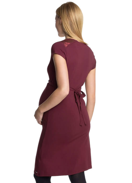 Short Sleeve Maternity Cocktail Dress in Burgundy by Esprit