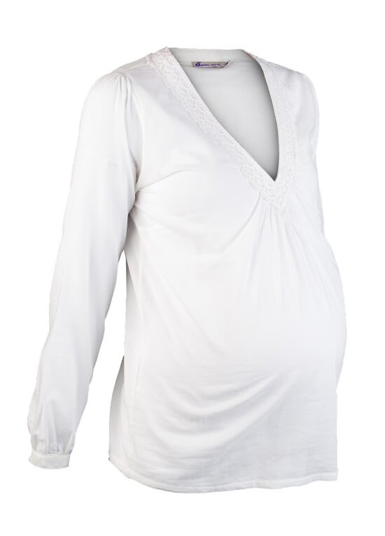 White Crochet Trim Maternity Blouse by Queen mum