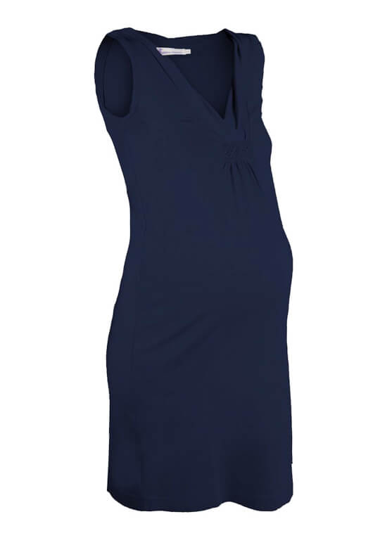 VNeck Maternity Mini Dress in Dark Blue by Queen mum