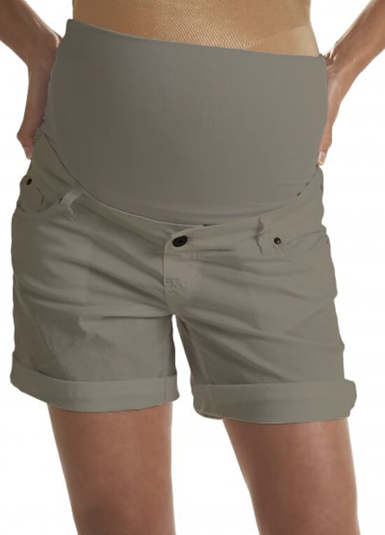 Cotton Maternity Shorts in Taupe by Queen mum
