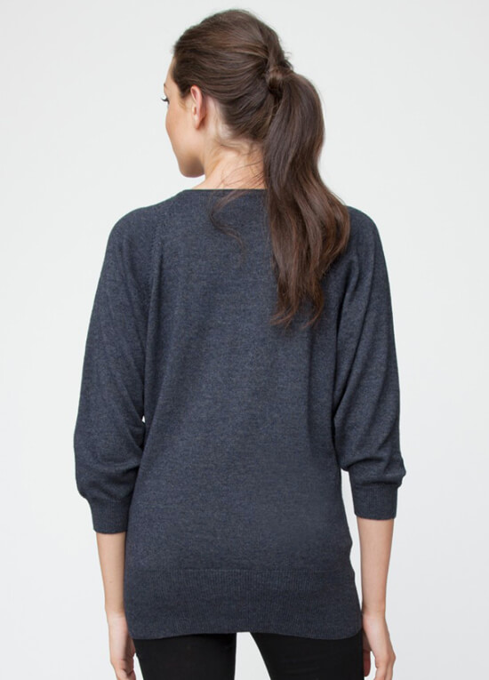 Lambswool Nursing Knit Jumper in Dark Grey by Ripe Maternity