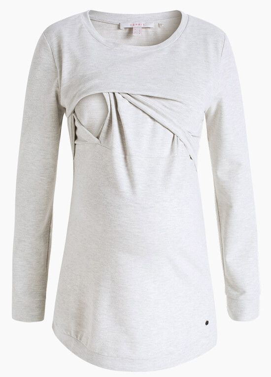 Pebble Grey Maternity Nursing Jumper by Esprit