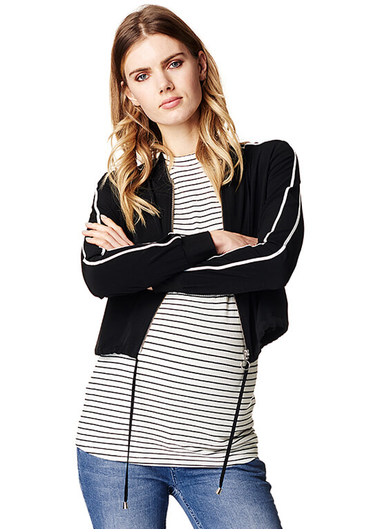 Pleun Twin Stripe Cropped Maternity Jacket by Supermom