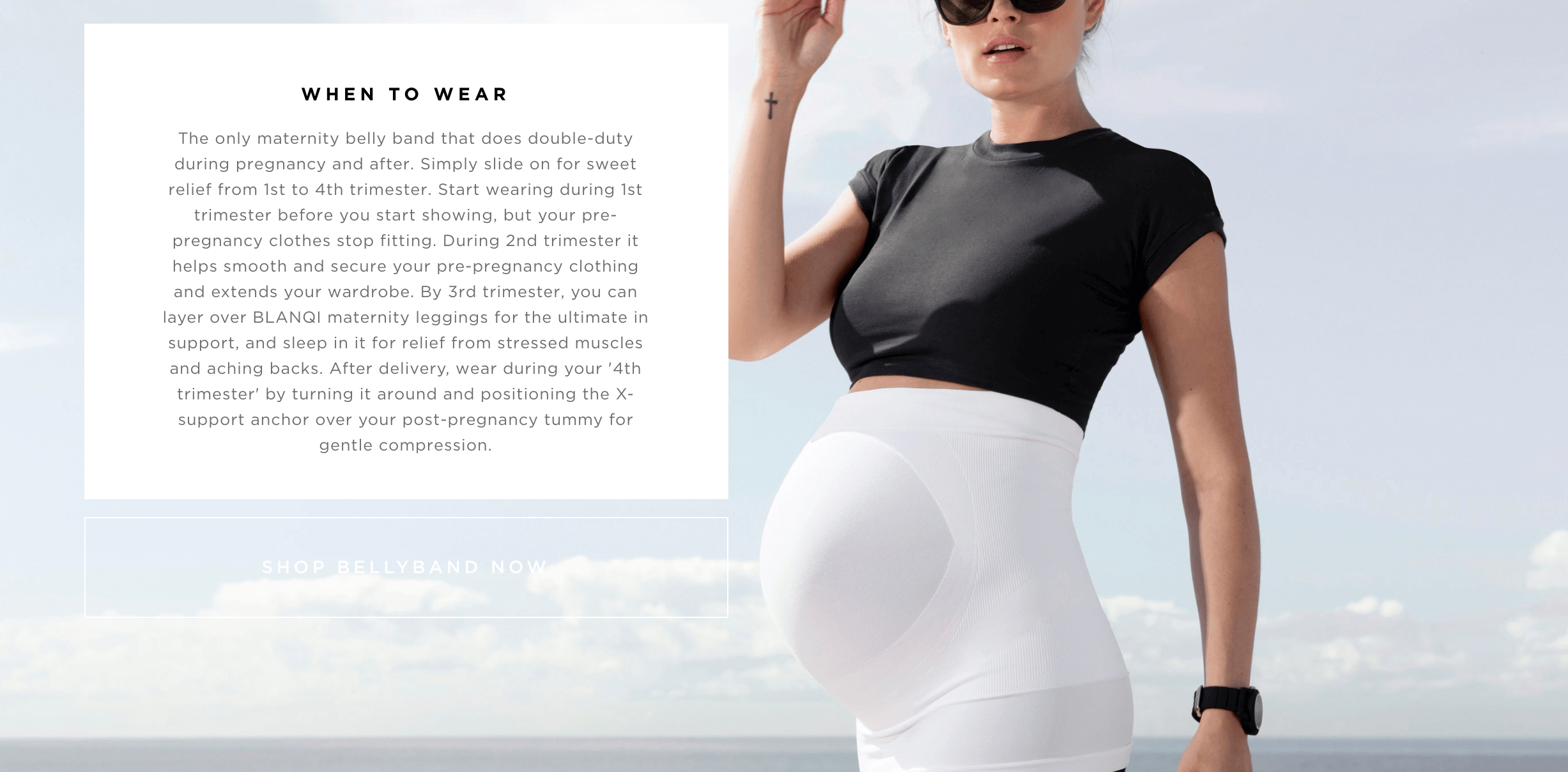 Builtin Support Maternity Belly Band in White by Blanqi