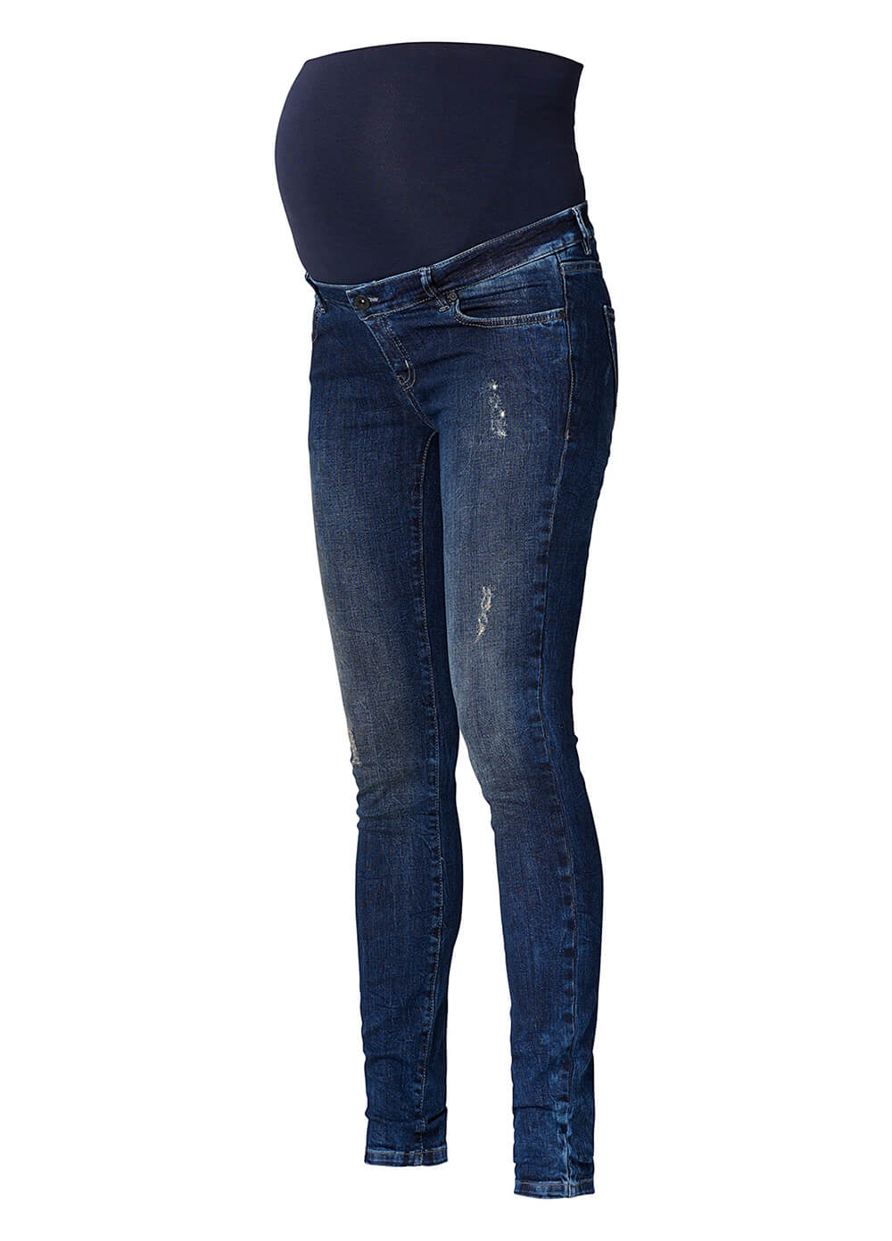 Distressed Blue Skinny Maternity Jeans by Supermom