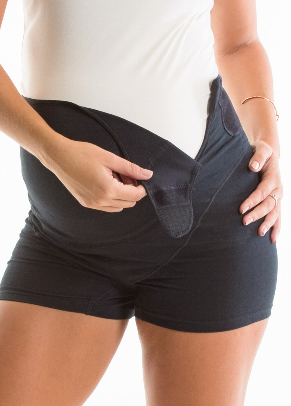 Lucina BuiltIn Support Maternity Shorts in Black by Queen Bee