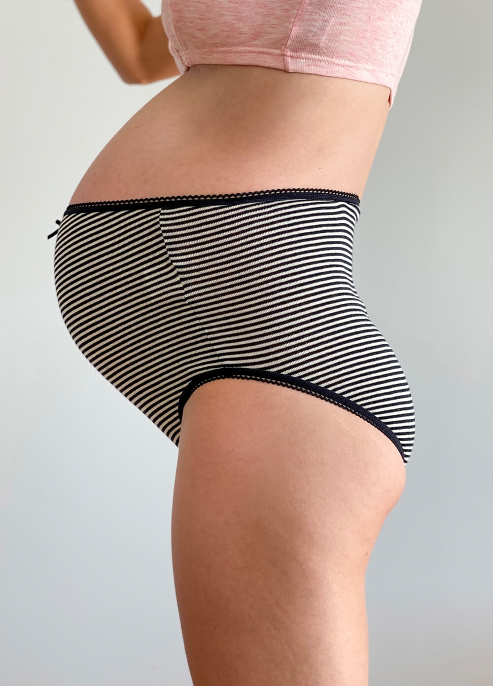 Queen Bee Evelina 3pack Maternity Briefs in Black Stripes