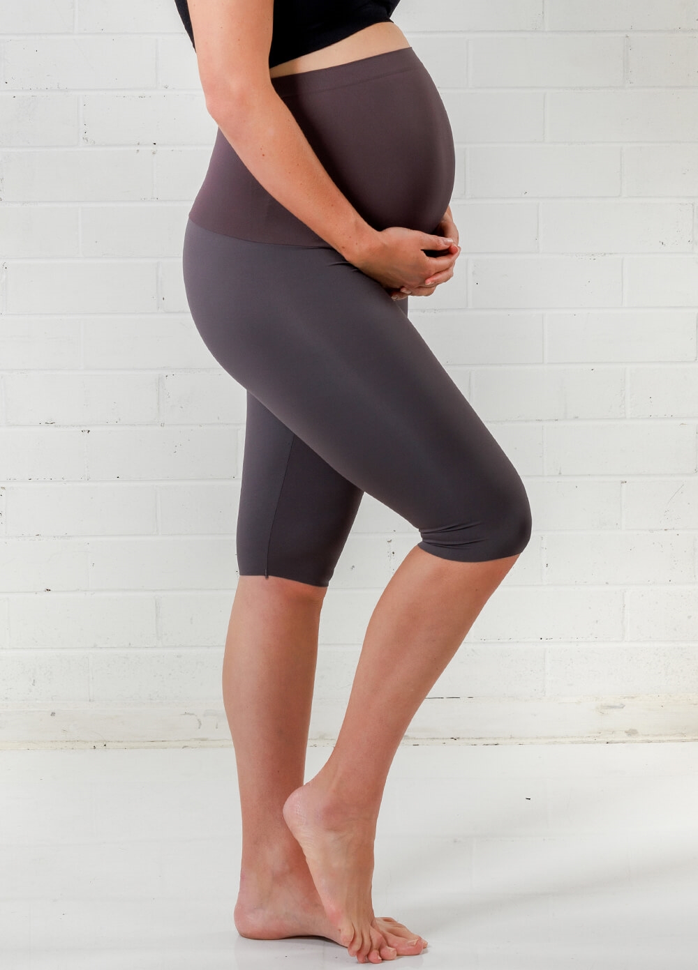 Queen Bee Charlie Knee Length Maternity Legging in Charcoal