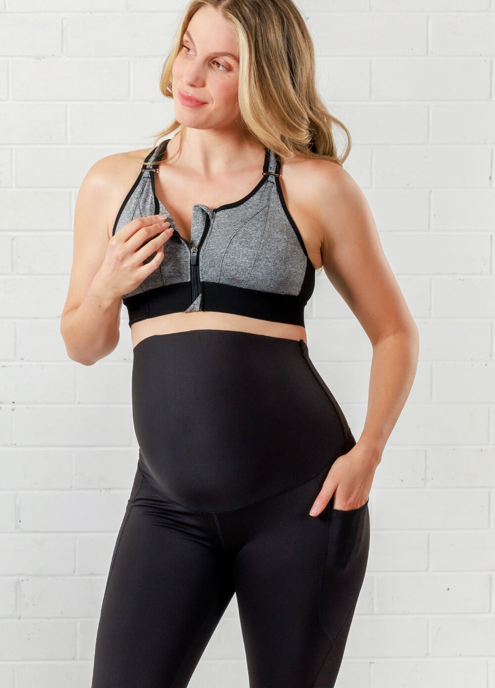 Queen Bee Sutton Maternity Active Pocket Legging in Black