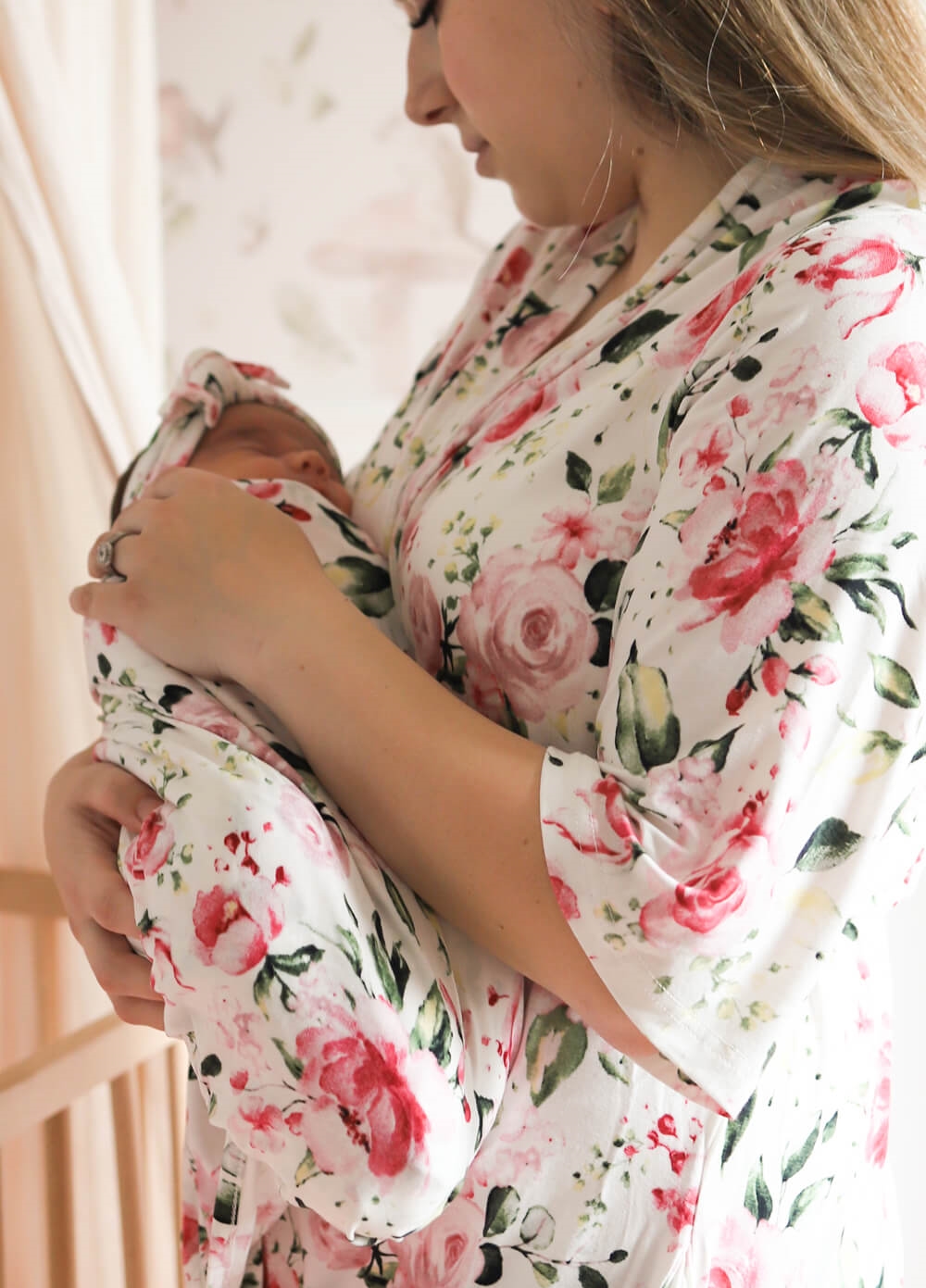 Baby Cherish Pregnancy Robe & Swaddle Set in Ivory Rose