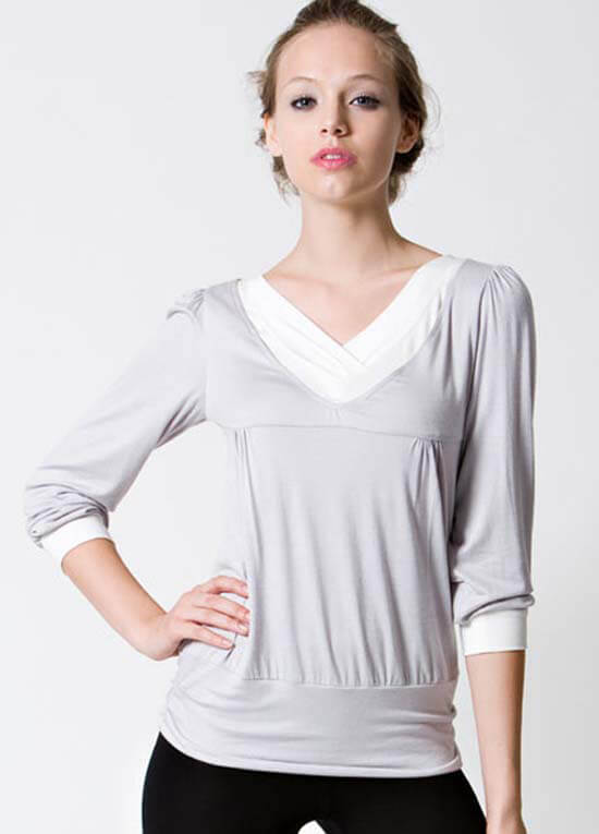 Slate Long Sleeve Nursing Top in Grey by Dote