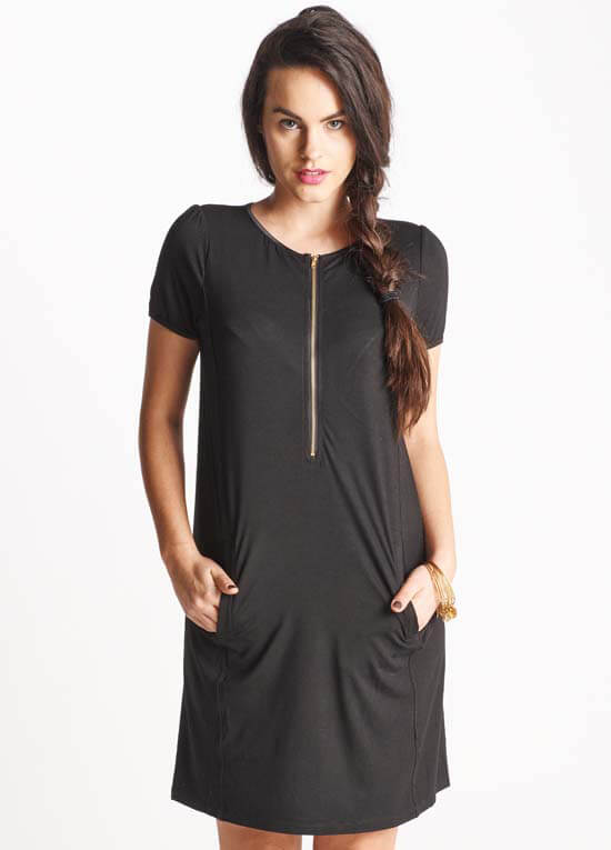 Floressa Calla Black Zip Breastfeeding Dress Queen Bee