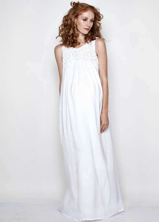 Harper White Maternity Maxi Dress by Imanimo