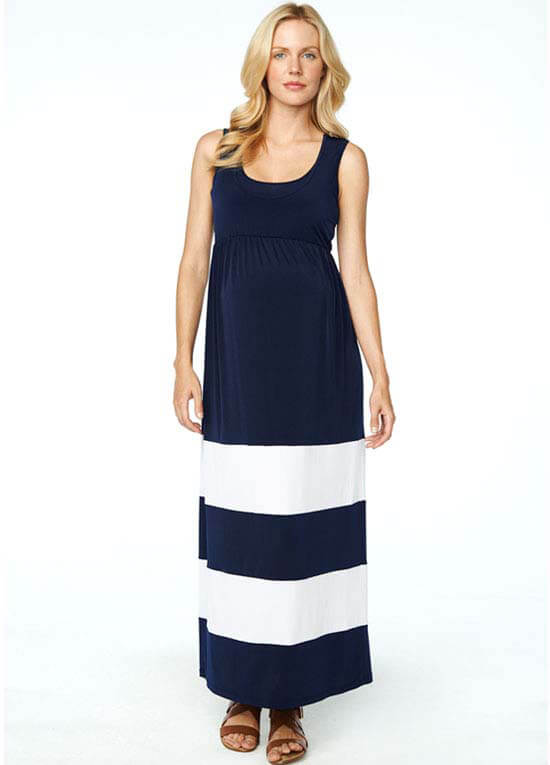 Nursing Maxi Dress in Blue/White by Maternal America