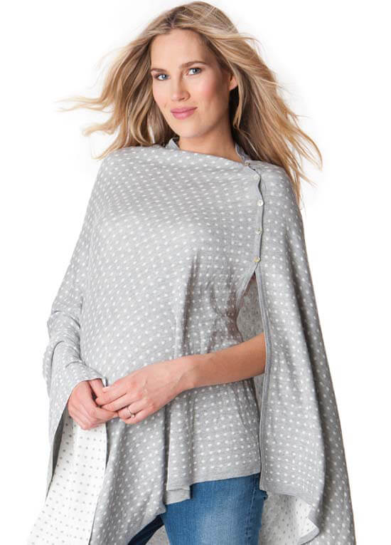 Reversible Bamboo Nursing Shawl in Grey Polkadot by Seraphine