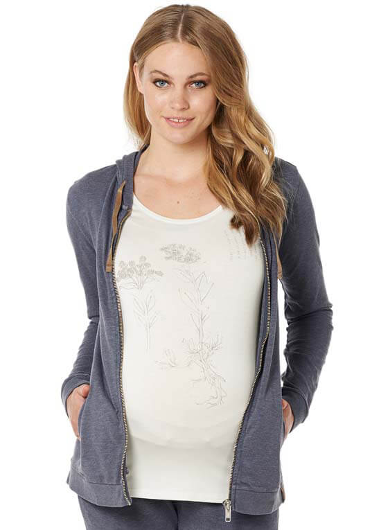 Emmy Maternity Zip Hoodie in Shadow Grey by Noppies