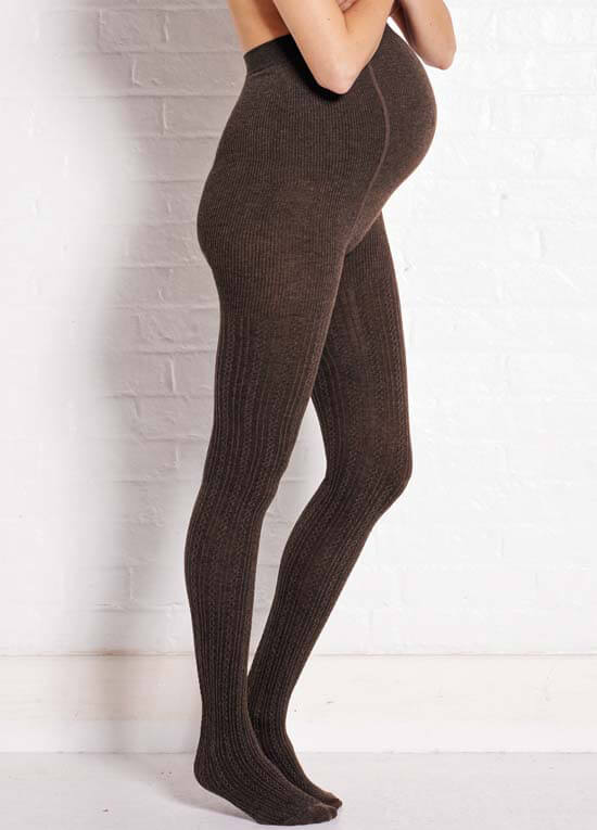 Cable Knit Maternity Tights in Dark Brown by Noppies