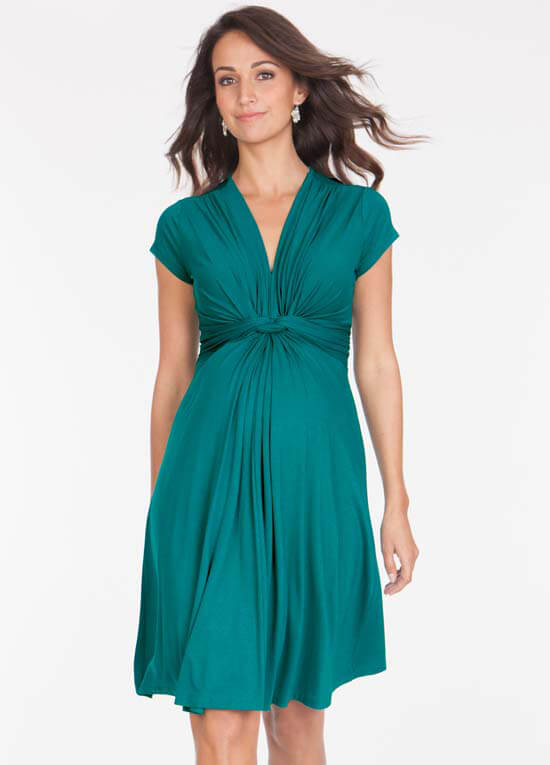 Peacock Green Knot Front Maternity Dress by Seraphine